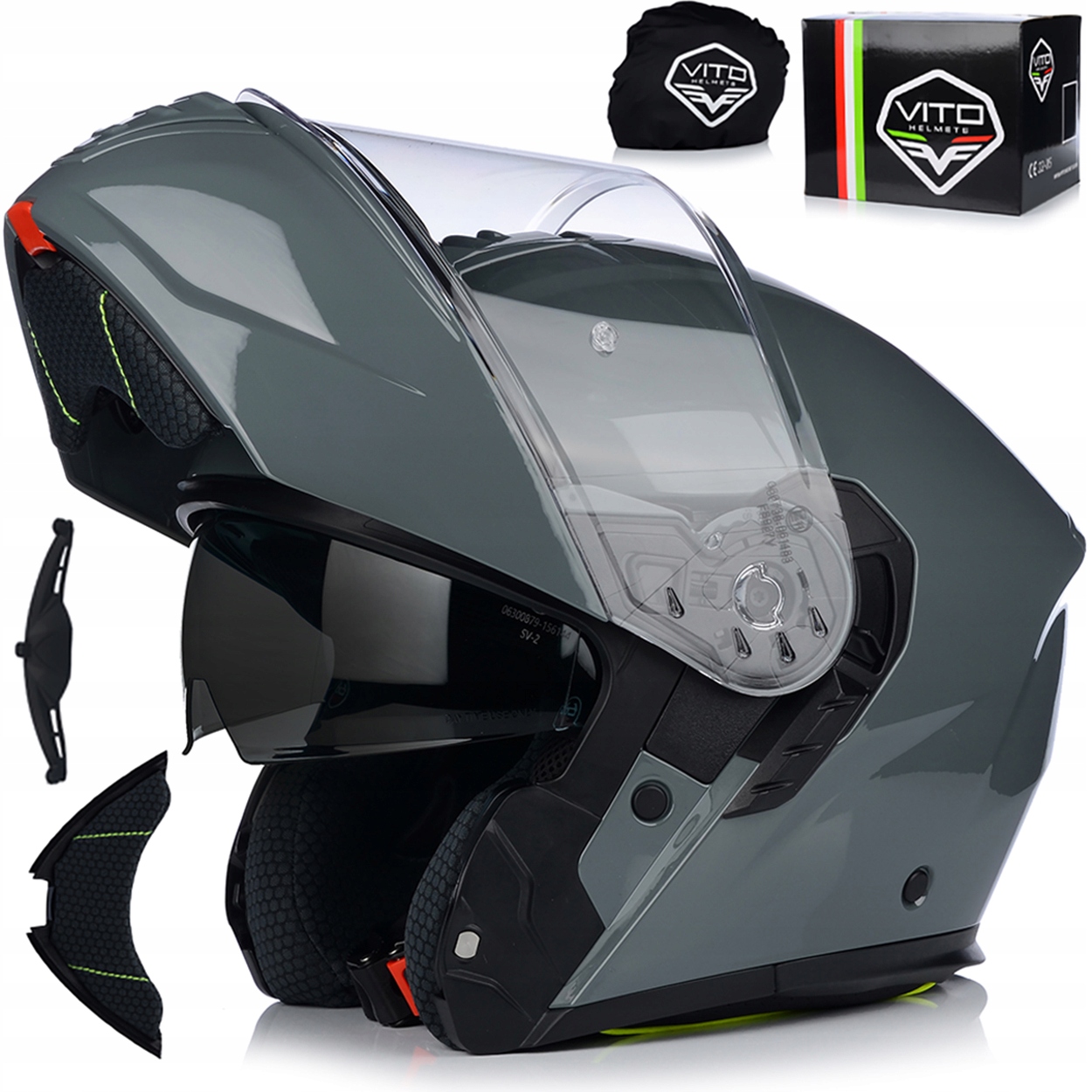 Motocyklová Prilba Vito Furio Nardo Grey Čeľusťový Systém Pinlock +blenda