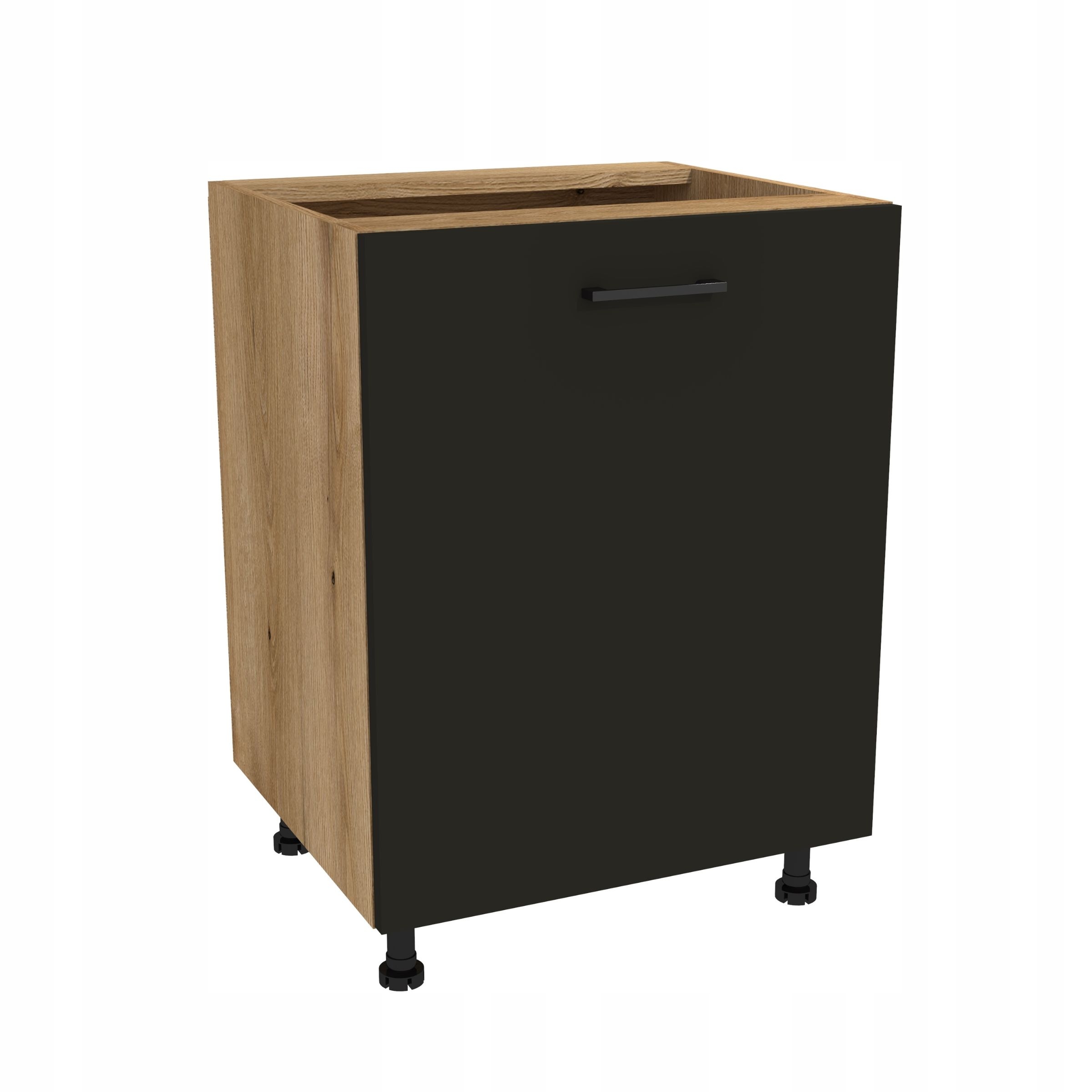 Spodná kuchynská skrinka 60 Capri korpus Dub Evoke predná čierna mat