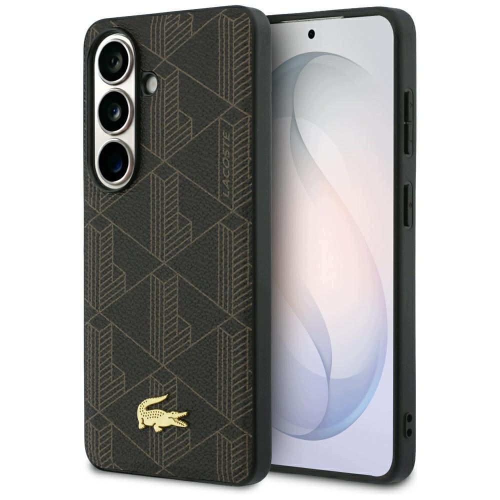 Pouzdro Lacoste Pvc Monogram Blend MagSafe pro Galaxy S26 Plus, hnědé