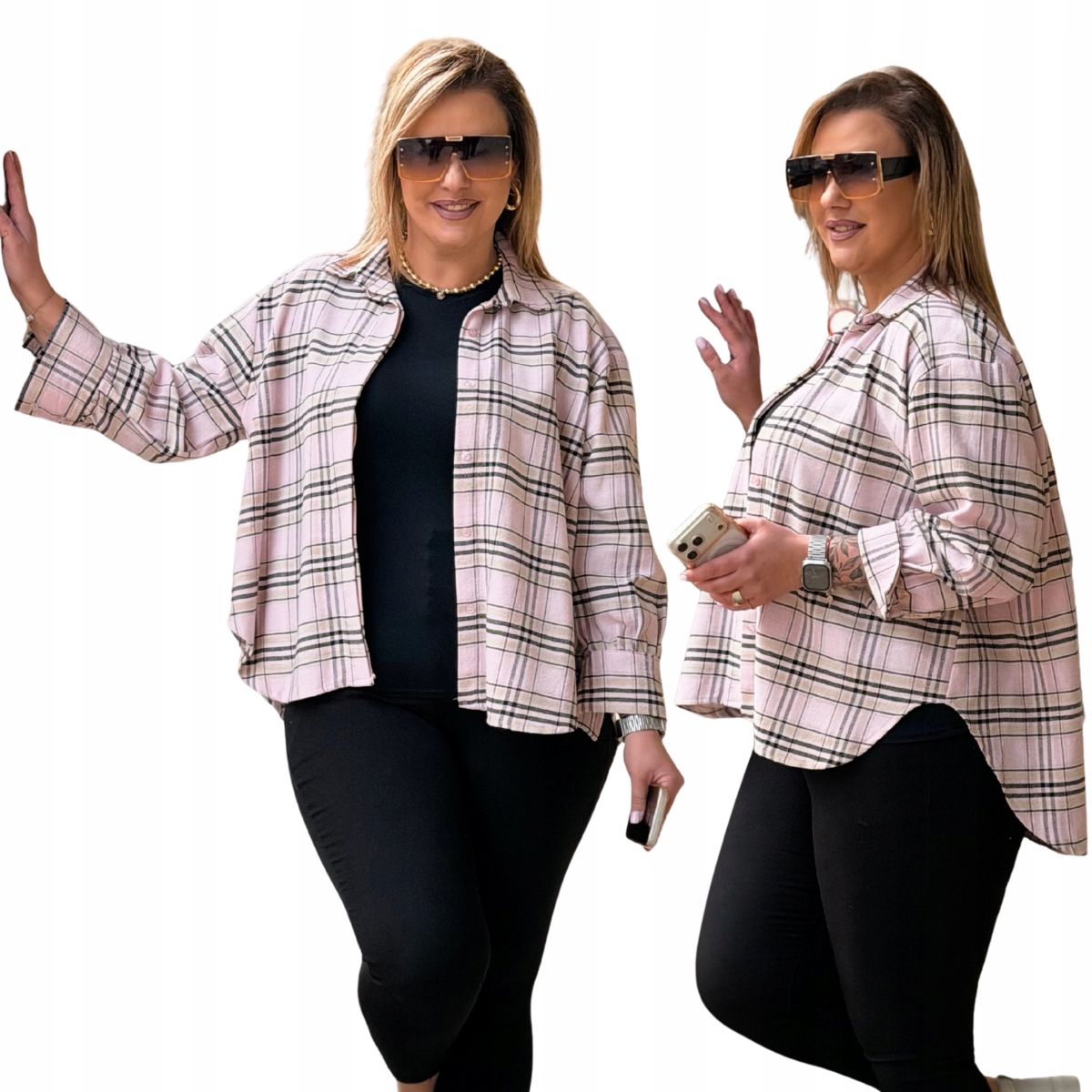 Dámská košile Krata Plus Size Cavaricci Velké velikosti Knoflíky Růžová