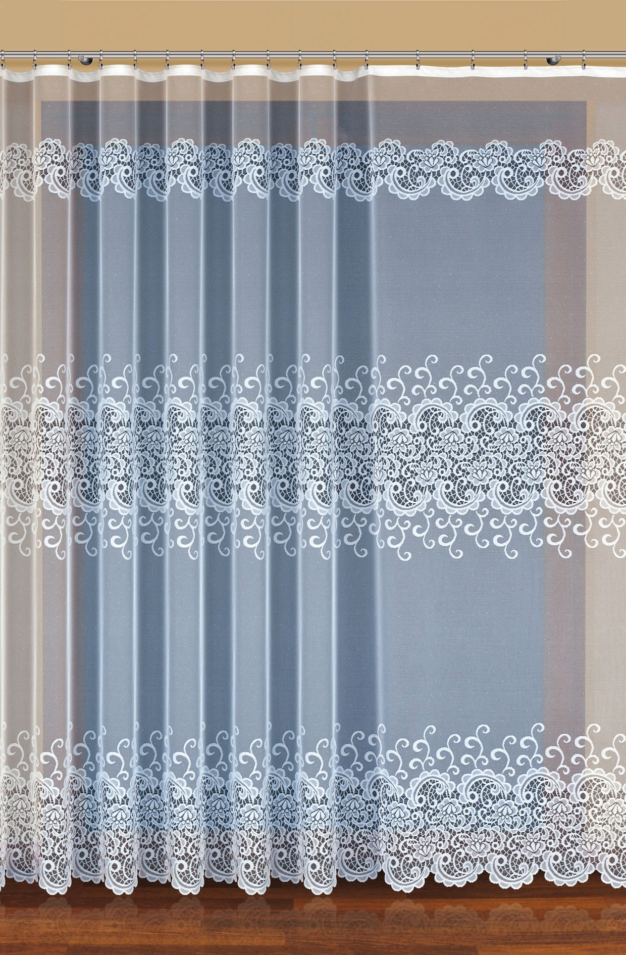 Mg Záclona žakár 32784 Bílá 200x230 cm Hotová S Páskou M