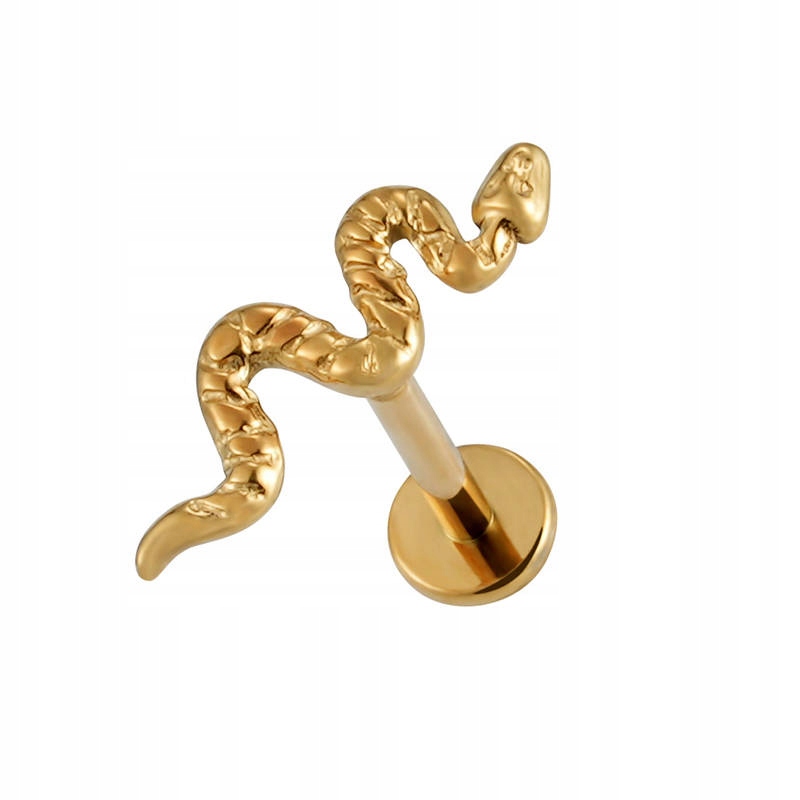

Tytanowy kolczyk labret wąż złoty helix lobe 1,2/8