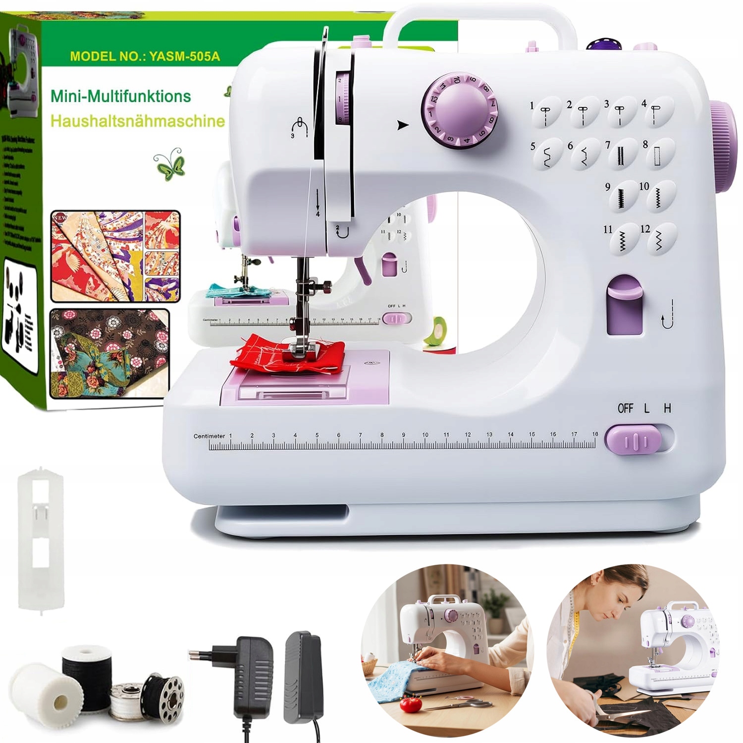 Přenosný Šicí Stroj 12 Různých Stehů S Pedálem Krejčovský Set