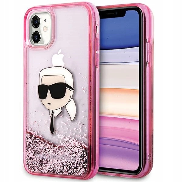 Pouzdro pouzdra Karl Lagerfeld Glitter Karl Head pro iPhone 11 Xr růžové