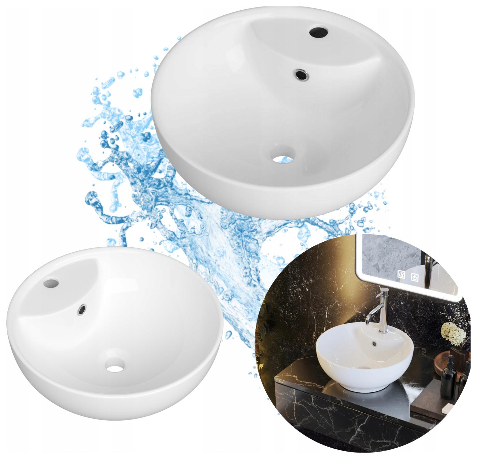 Umývadlo Na Dosku Okrúhle Biela Keramická Kúpeľňová S Prepadom Java