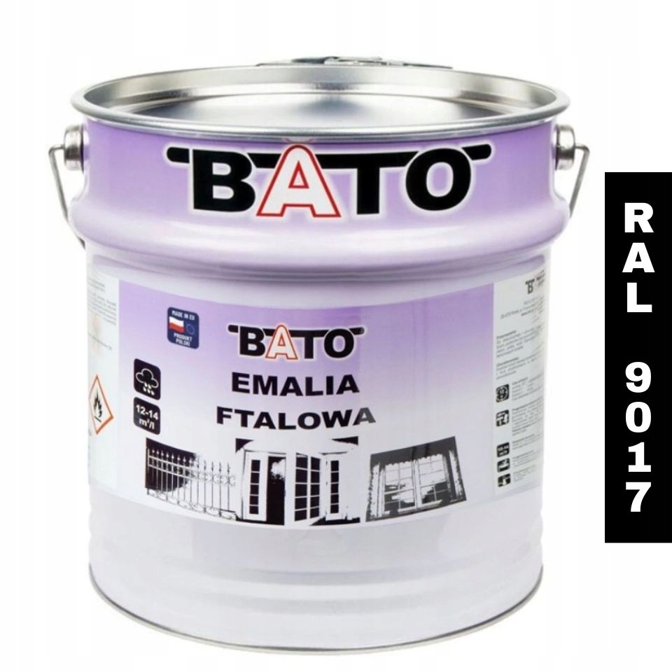 Ftalový smalt na dřevo Bato Barva na dřevo Ral 9017 Černá 10L