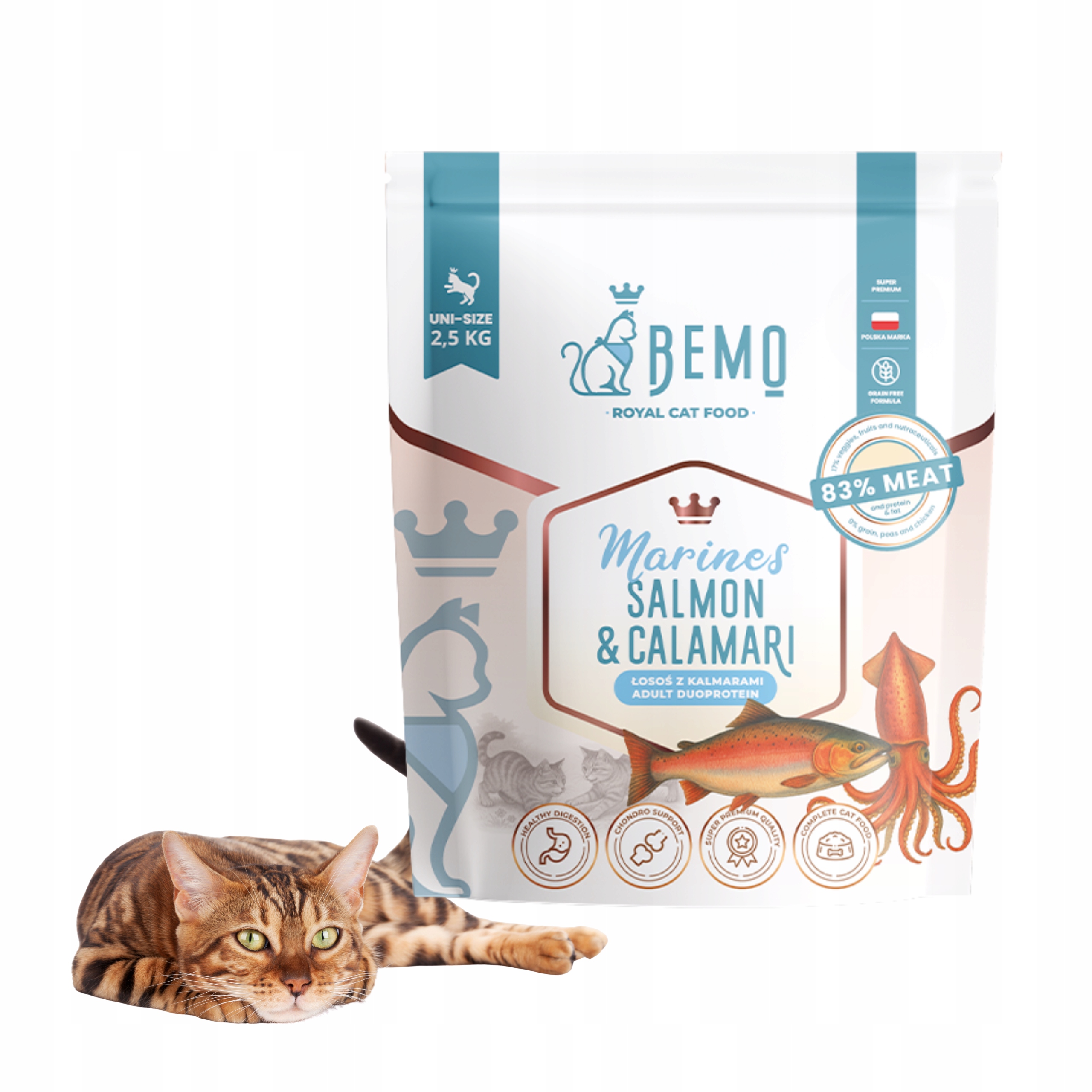 Levně Suché Krmivo pro kočky Bemo Marines 2,5 kg kalamáry olihně bez obilovin prémiové