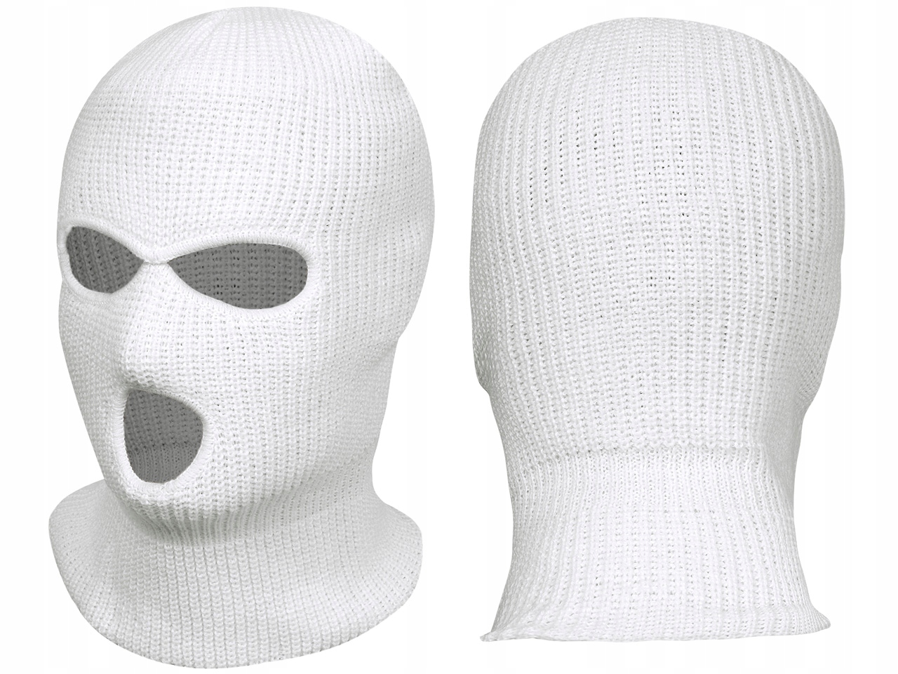 

Kominiarka 3 Otwory Biała Czapka Balaclava Akryl