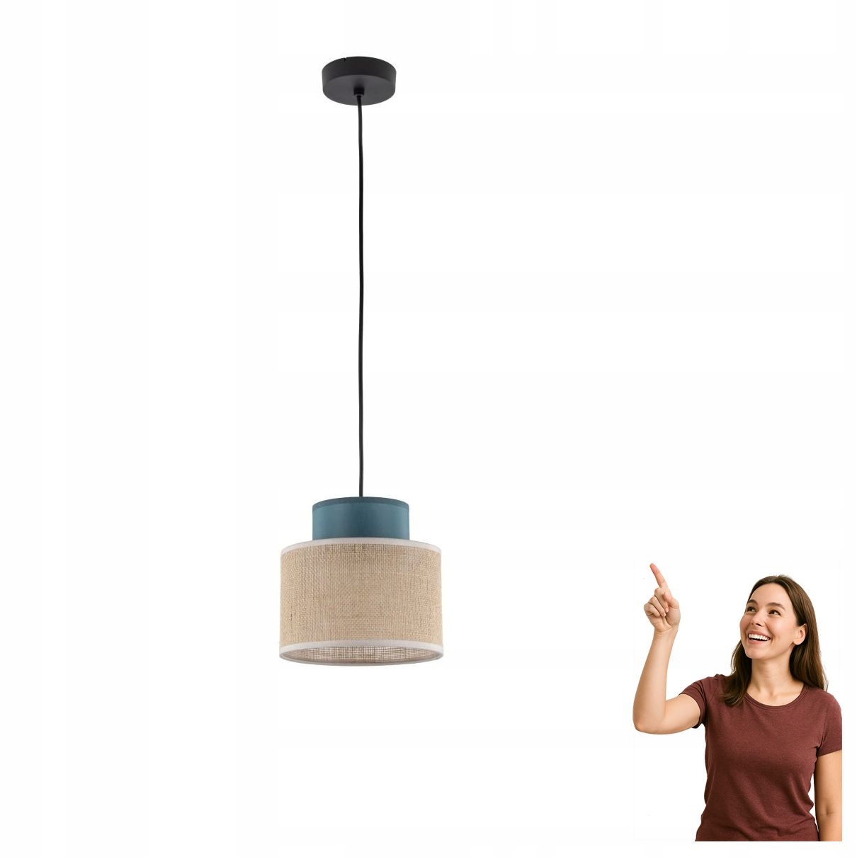 Závěsná lampa Duo Juta Green 3257 Tk Lighting