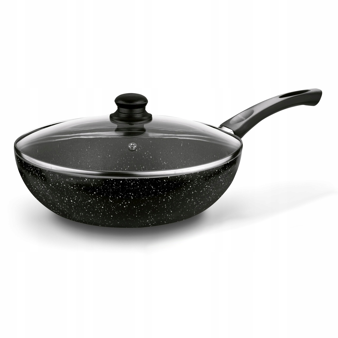 Patelnia Głęboka Wok Pokrywką Miarka Indukcja Tadar Marmara Black 30x8,5cm