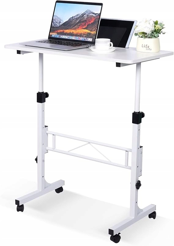 Regulovatelný stojací stůl s kolečky 80 x 40 cm Mobilní stolek pod notebook