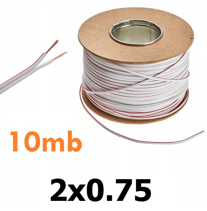 

Przewód Kabel do Led 2 żyłowy 10mb 2x0,75 Biały