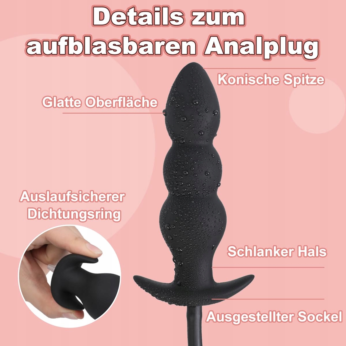 AUFBLASBAR Analny Korek Dmuchany Z Pompą Regulowany Dildo BDSM Zabawka — miniatura 3