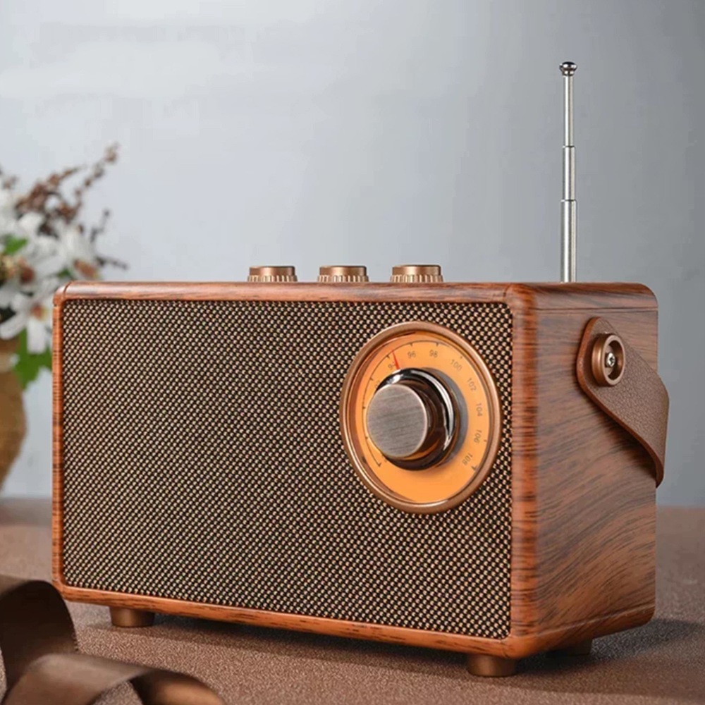 Přenosné rádio, Bluetooth 5.4, Stereo 360°, 6,5*16*9 Cm, Hnědá