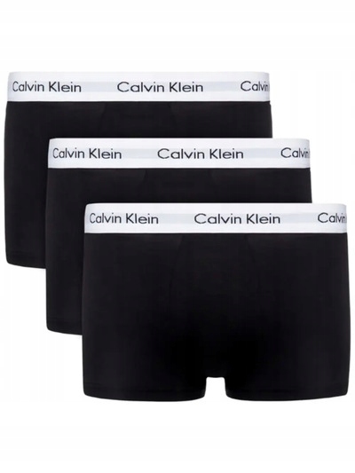 Calvin Klein Bokserki Męskie 3-Pak Czarne Trunki, Rozmiar XL