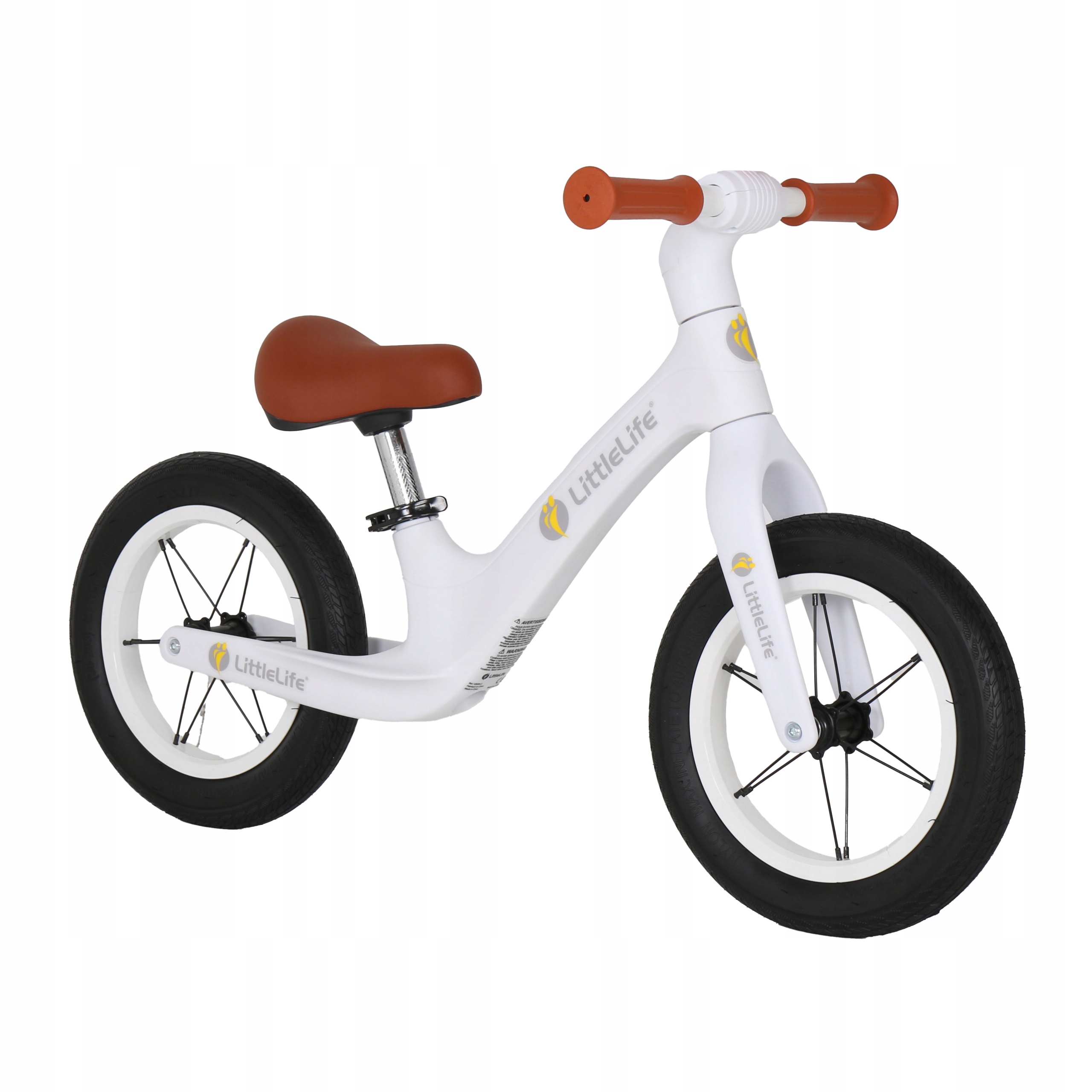 lekki Rowerek biegowy LittleLife Biały, pompowane koła, rama Nylon