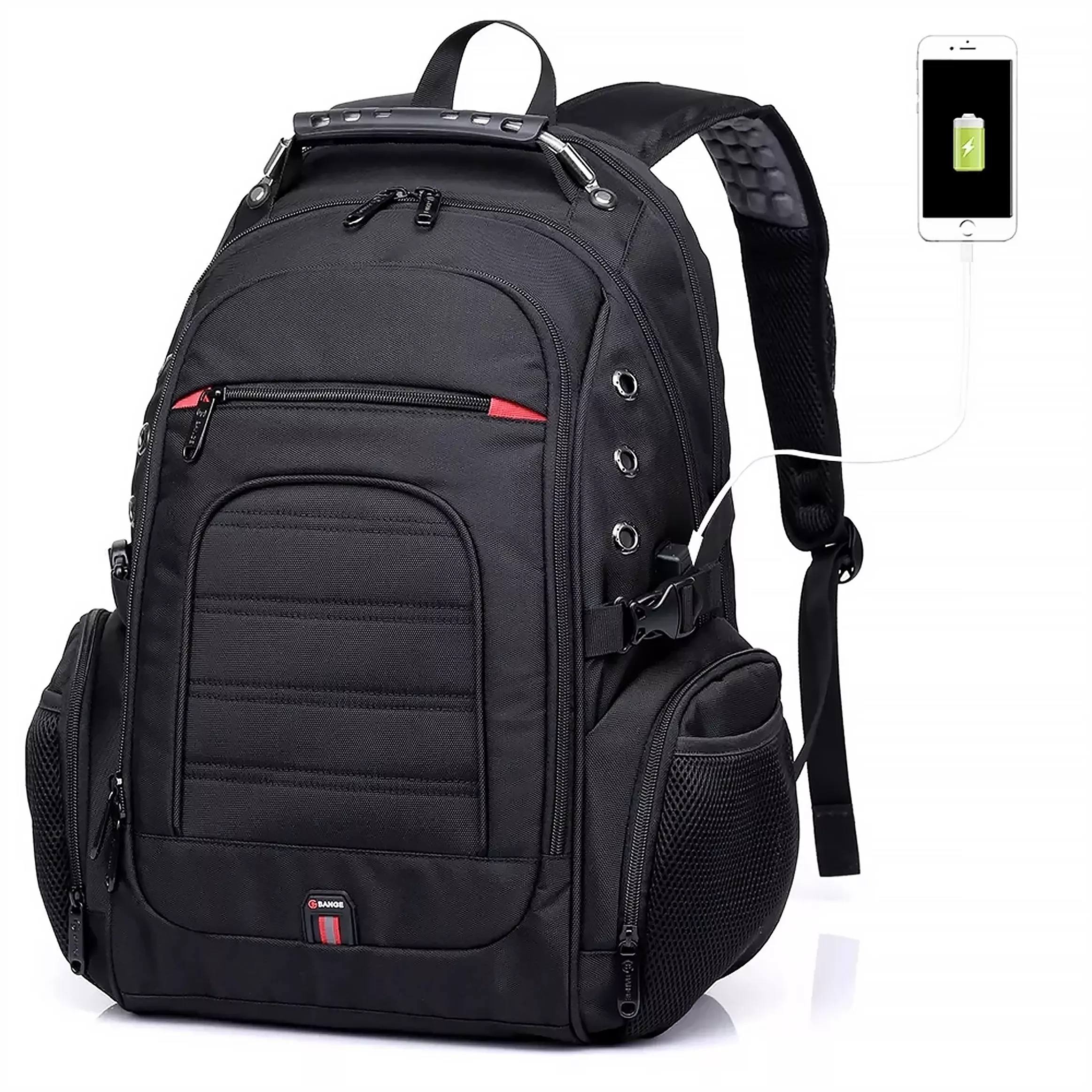 Batoh Bange na Notebook 15 městský mládežnický voděodolný Usb černý Velký