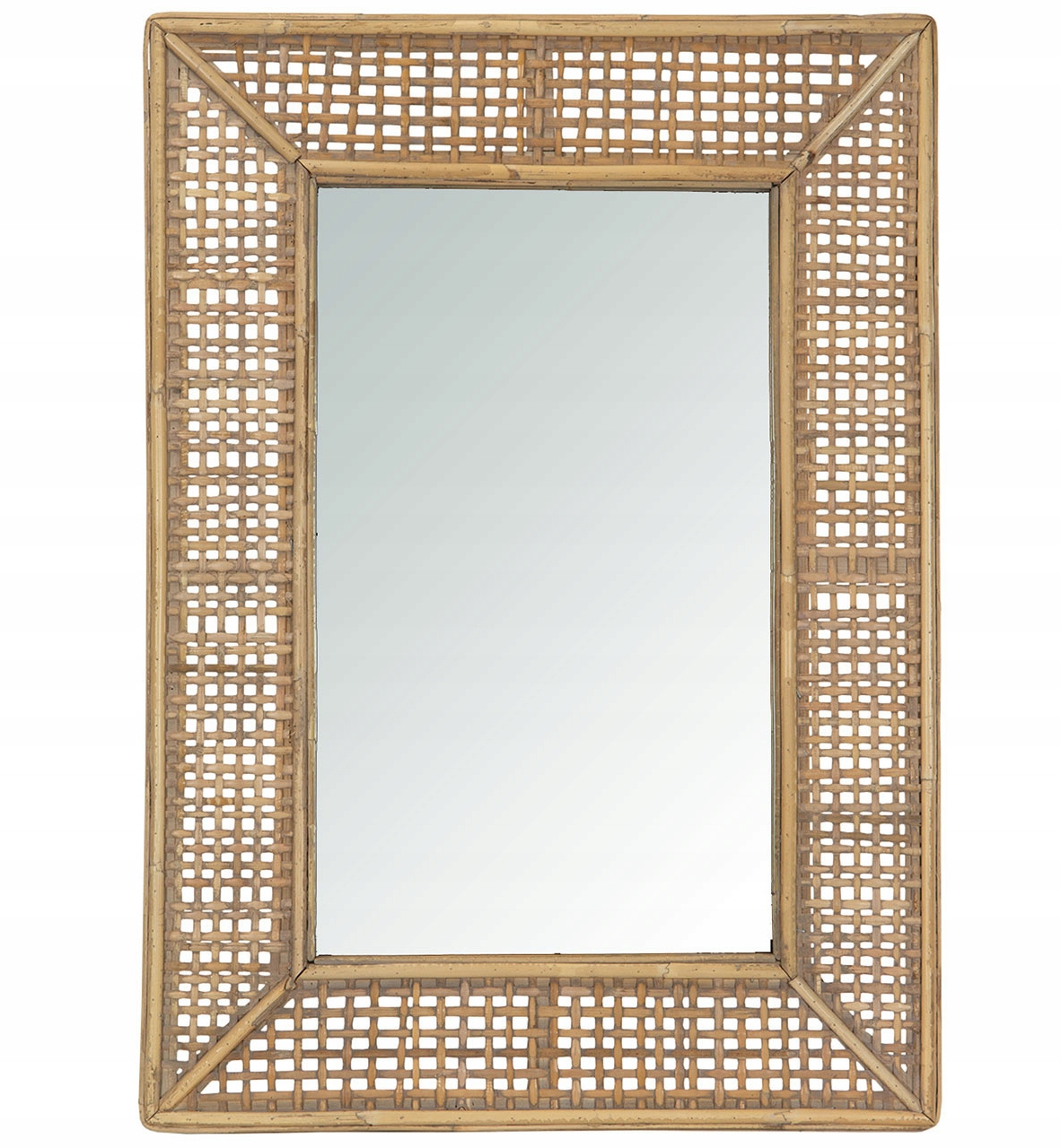 Zrkadlo Styl Boho bambusové obdĺžnikové 71x51 cm