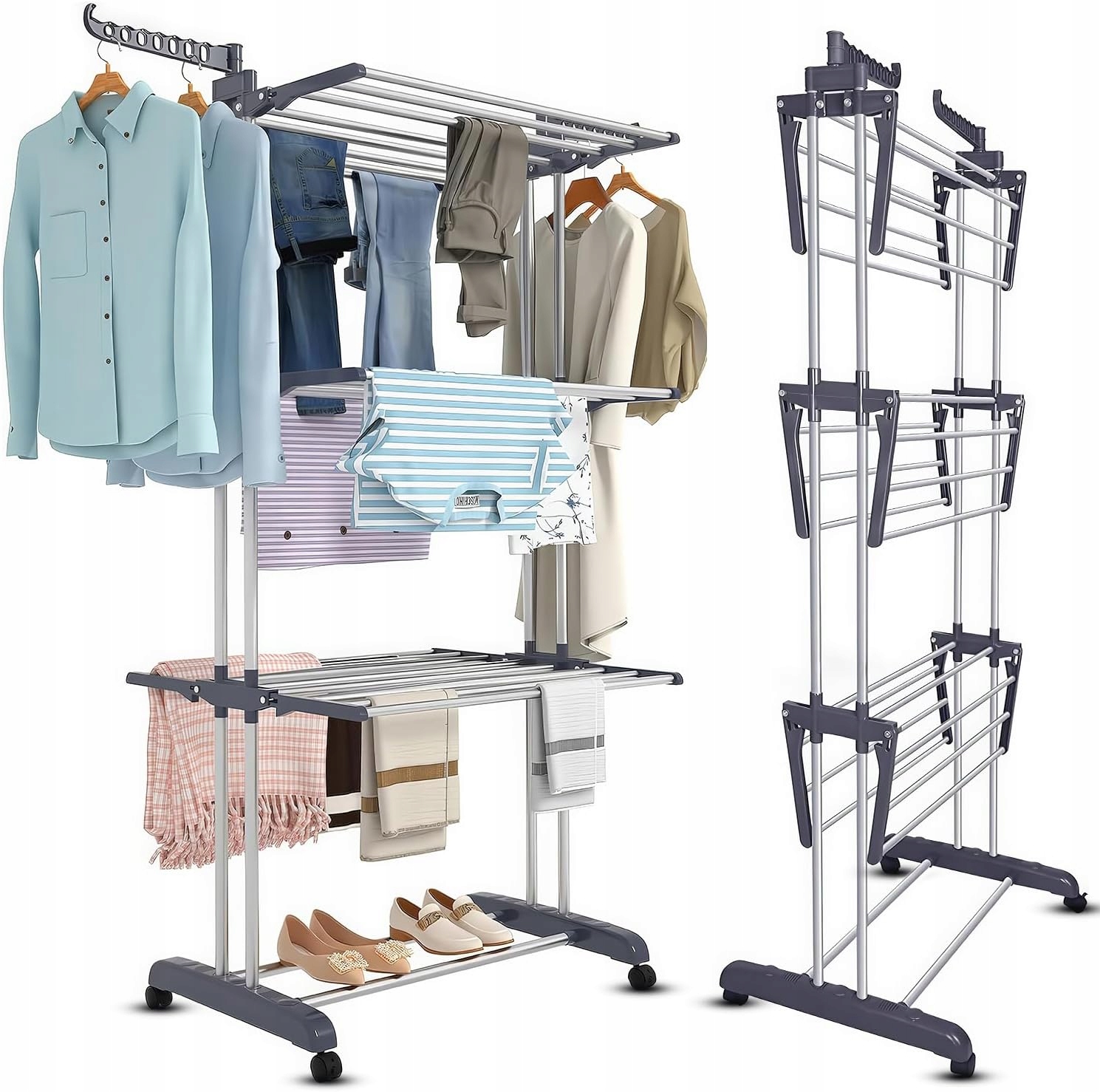 Sušák S Trojitým Věšákem Na Ručníky, Skládací