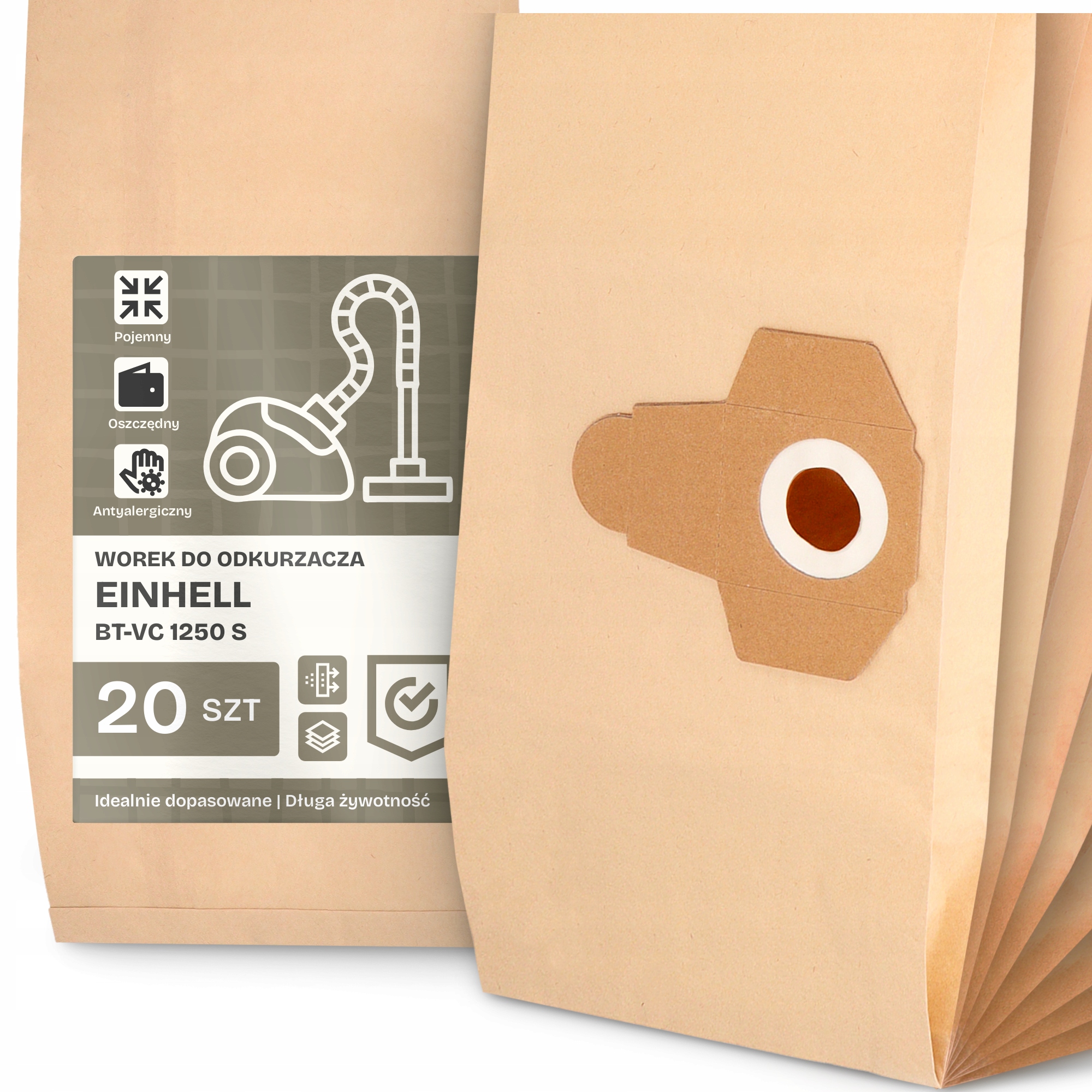 20 x Sáček Do Vysavače Einhell Bt-vc 1250 S Papírový Velký Silný Sáčky 2A