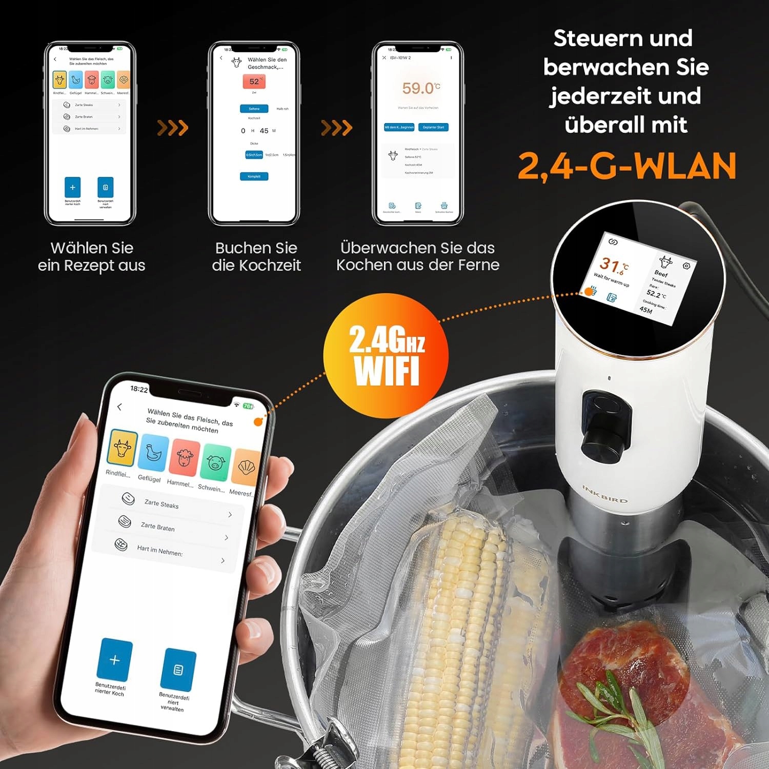 INKBIRD Sous Vide Stick ISV-101 W, 1000 W Stan opakowania oryginalne