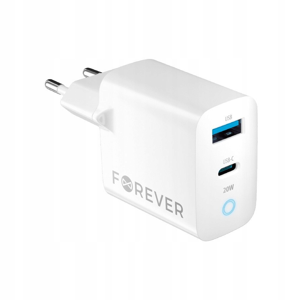 Forever ładowarka sieciowa Pd Qc Tc- 06- 20AC 1x Usb- C 1x Usb 20W biała