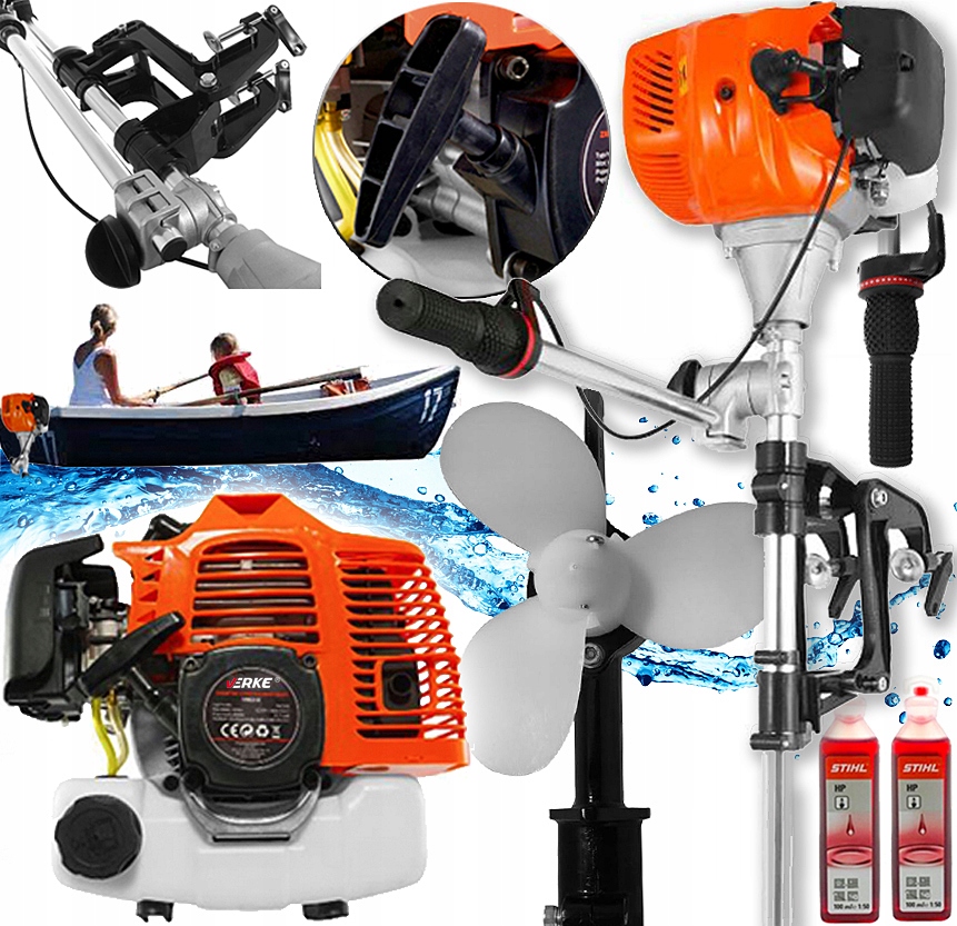Silnik Zaburtowy Spalinowy Do Łódki Łodzi Pontonu 2T 2-SUWOWY 2x Olej