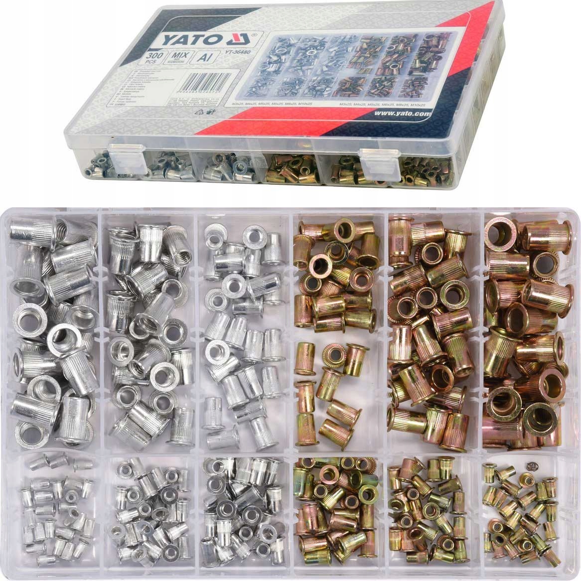 

Nitonakrętki stalowe aluminiowe M3-M10 300szt.