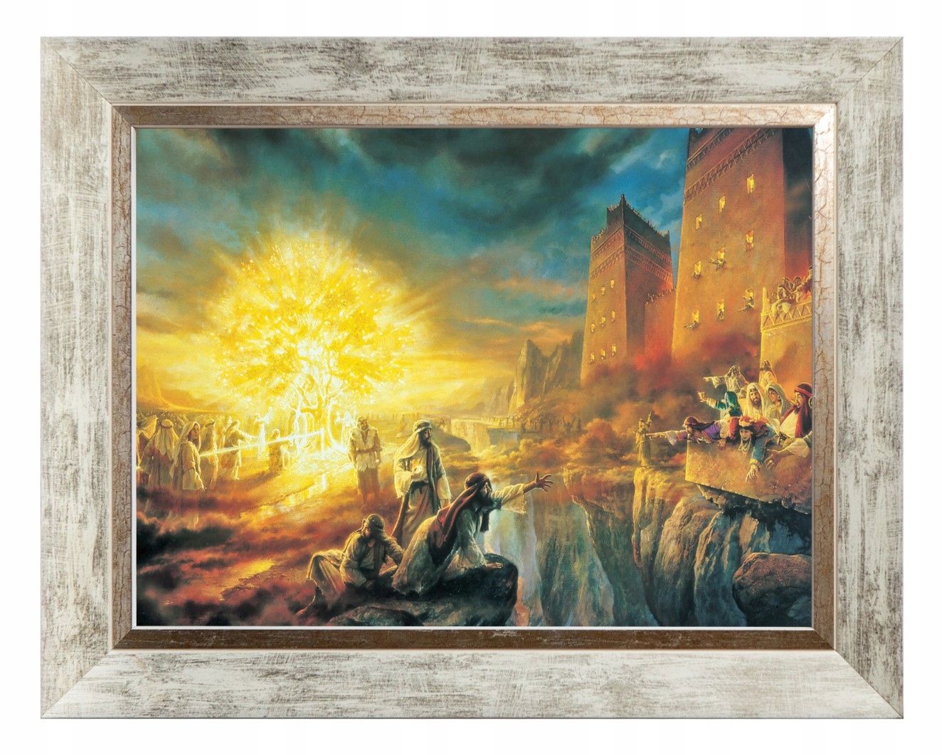 Náboženský Obraz Sakrální Obraz Na Plátně V Bílém Ozdobném Rámu 30X40