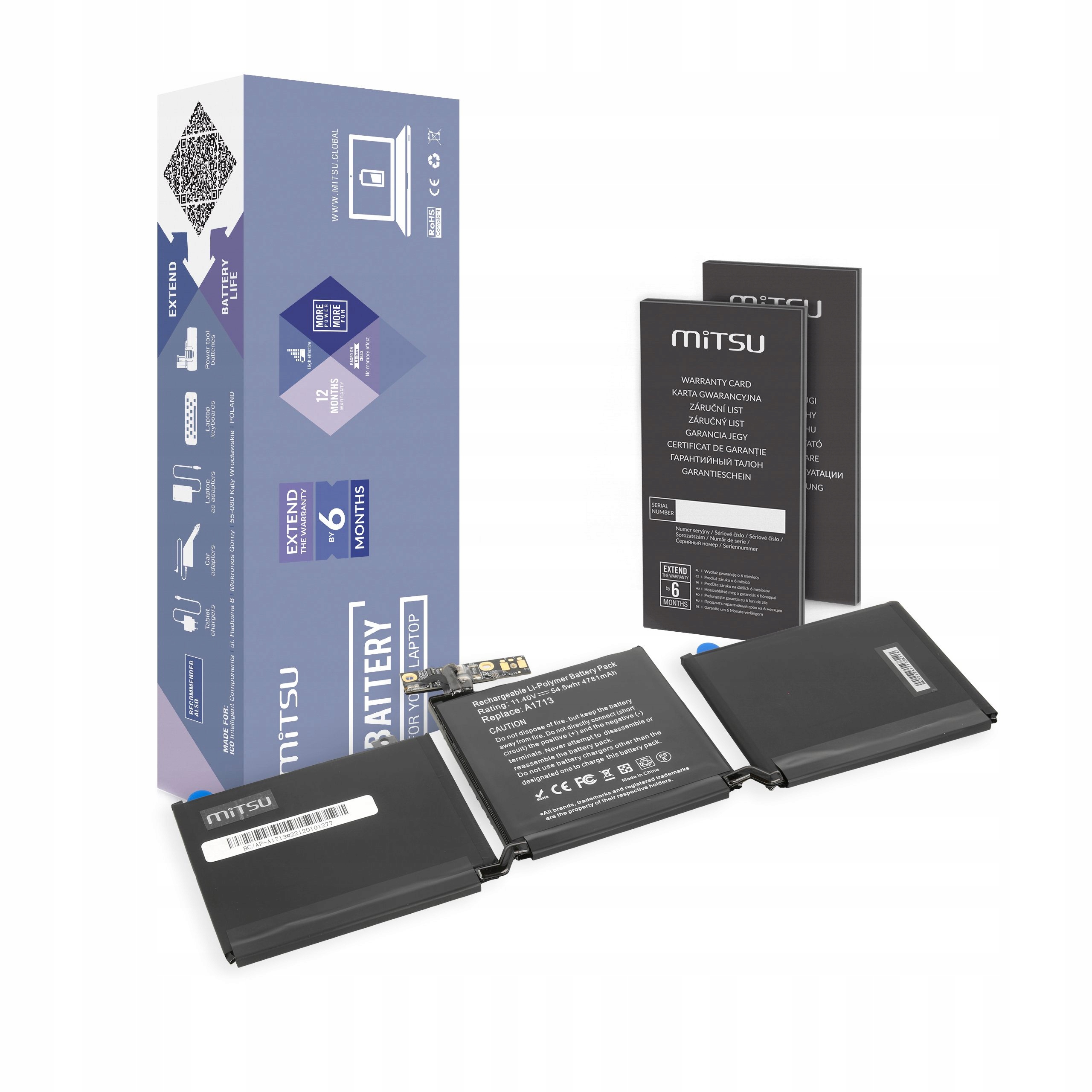 Baterie Mitsu pro Apple MacBook Pro 13 A1708 A1713