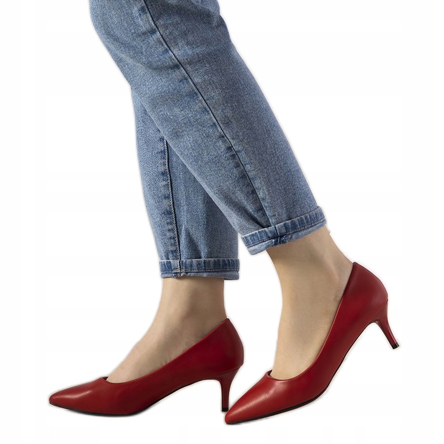 

Czerwone Skóra ekologiczna Buty Czółenka r.38