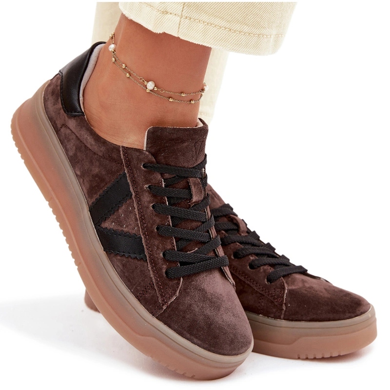 Dámské Tenisky Na Platformě Přírodní Semiš Vinceza 79597 Hnědé 40