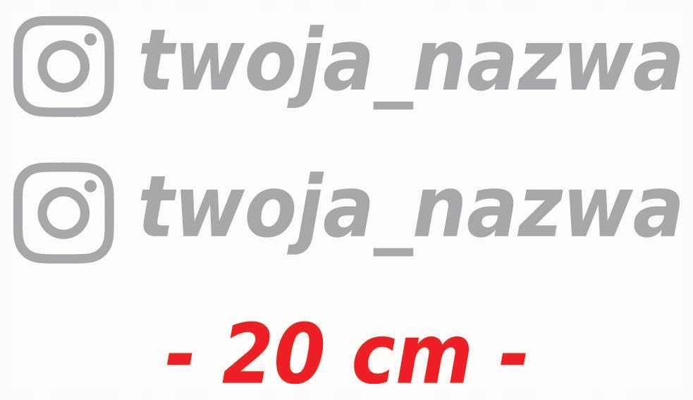 

Naklejka Instagram Twój tekst 20cm 2szt Srebrne