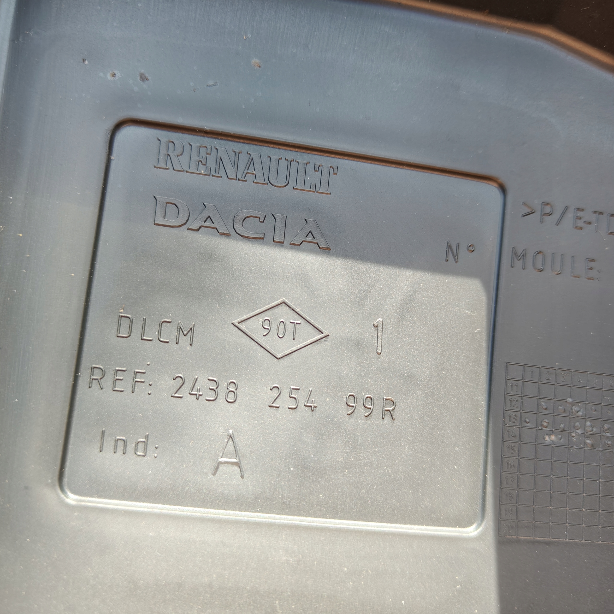 obal obalu pojistek RENAULT DACIA 243825499R