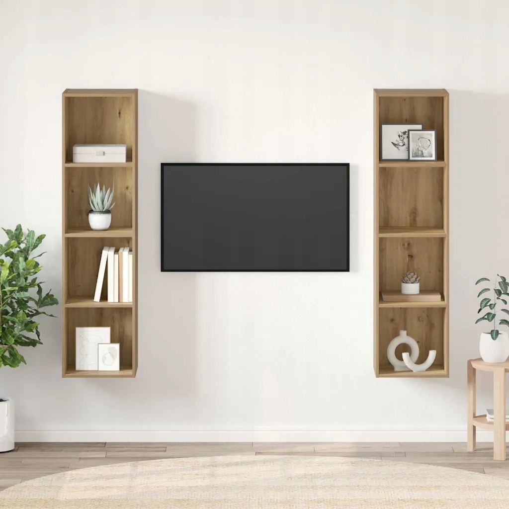 vidaXL Sestava Tv skříněk Nástěnný 2 pcs Hnědá 37 x 37 x 142,5 cm