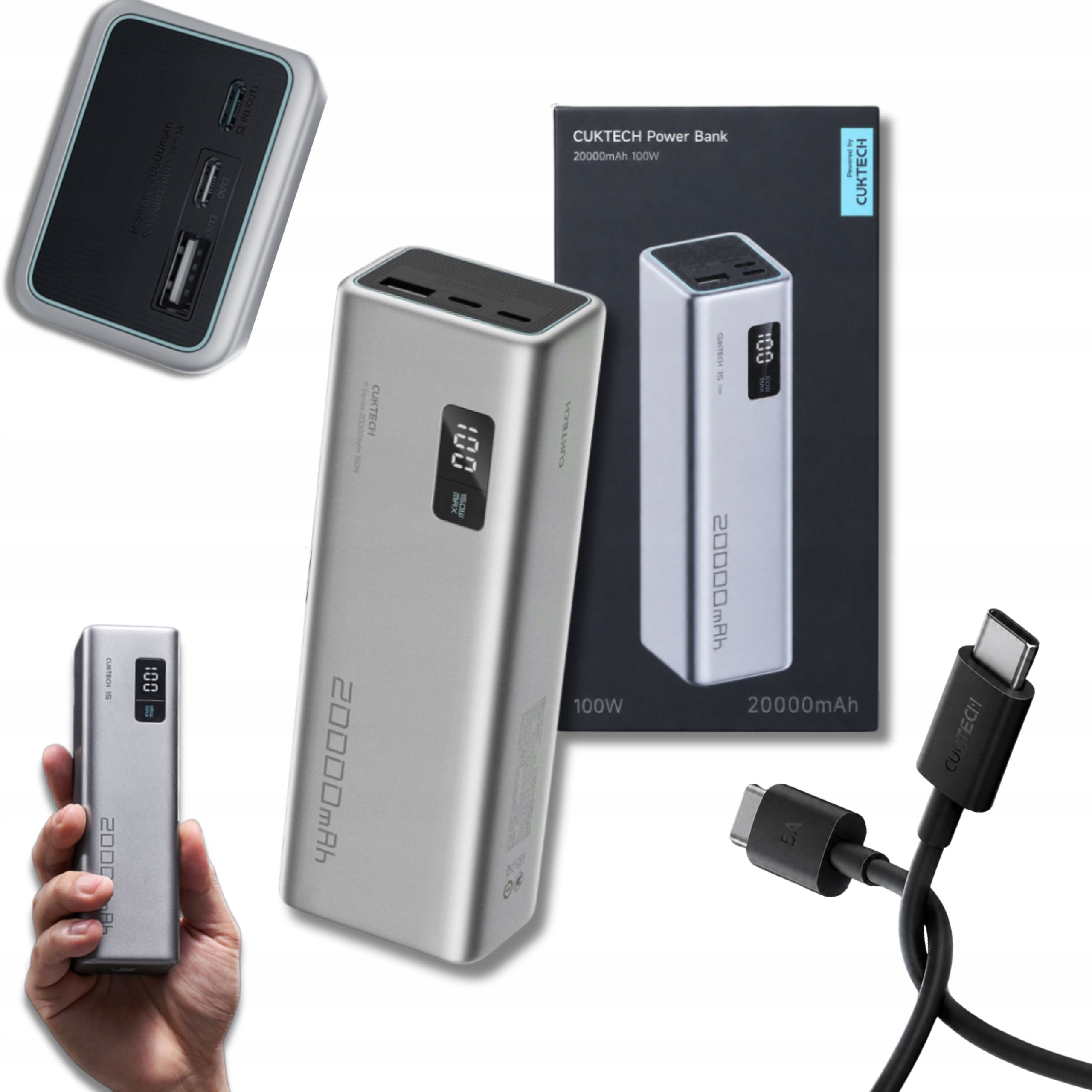 Powerbanka 20000 mAh Výkonná 150 W Pro Notebook Usb-c Usb-a Rychlá Cuktech