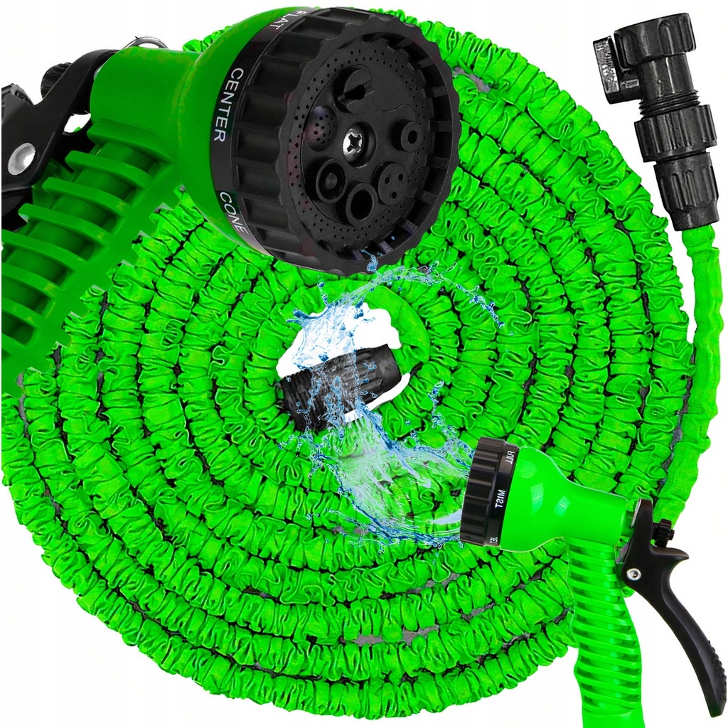 WĄŻ OGRODOWY 30m ROZCIĄGLIWY ELASTYCZNY + ZŁĄCZKI + PISTOLET Stan opakowania oryginalne