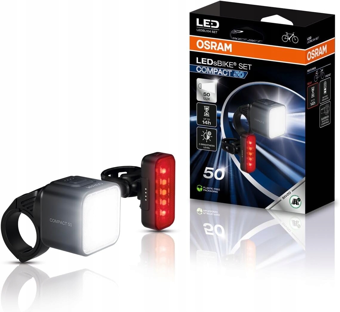 OŚWIETLENIE ROWEROWE LED ZESTAW PRZÓD TYŁ 50 LX USB-C
