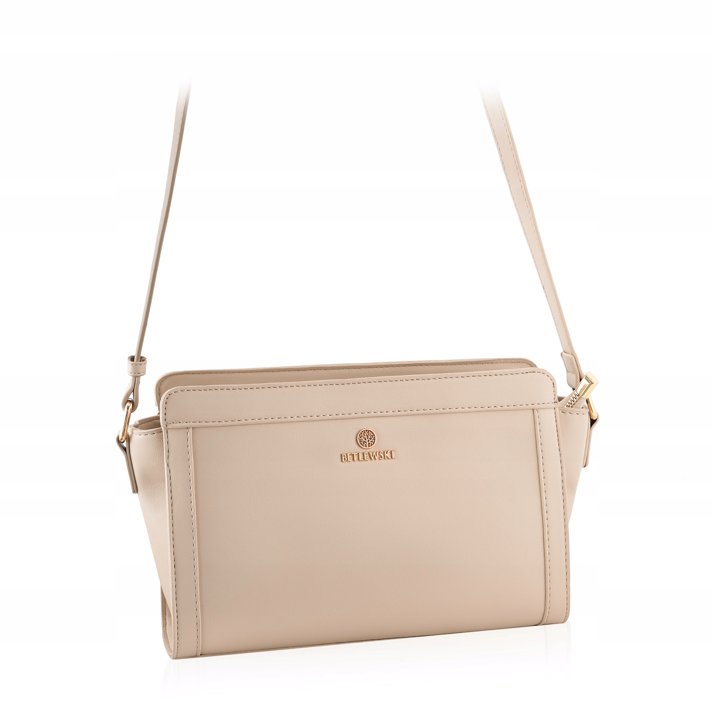 Betlewski elegantní kabelka přes rameno dámská béžová eko kůže