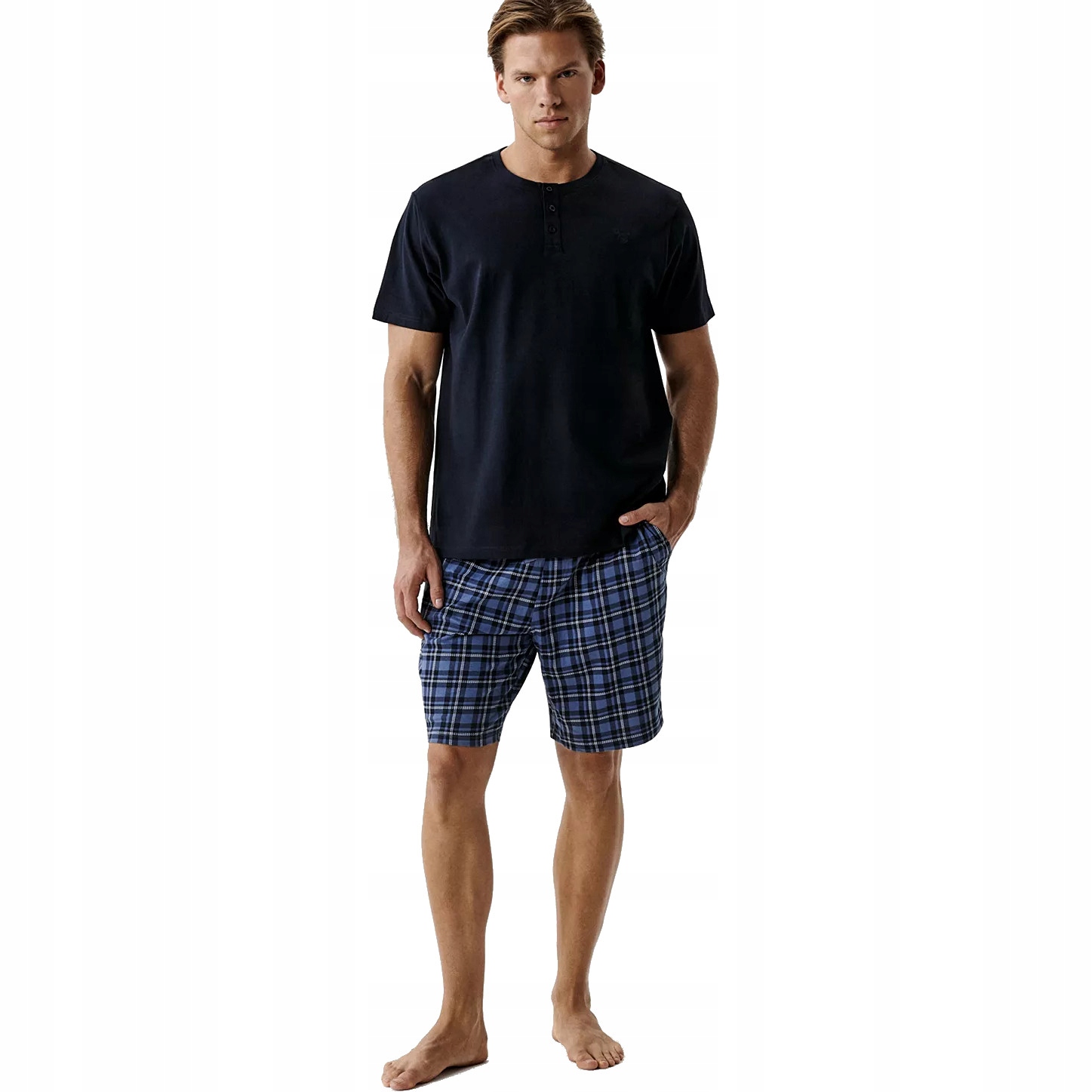 Pánské Pyžamo S Krátkým Rukávem Atlantic NMP401/GRA/DEN/3XL