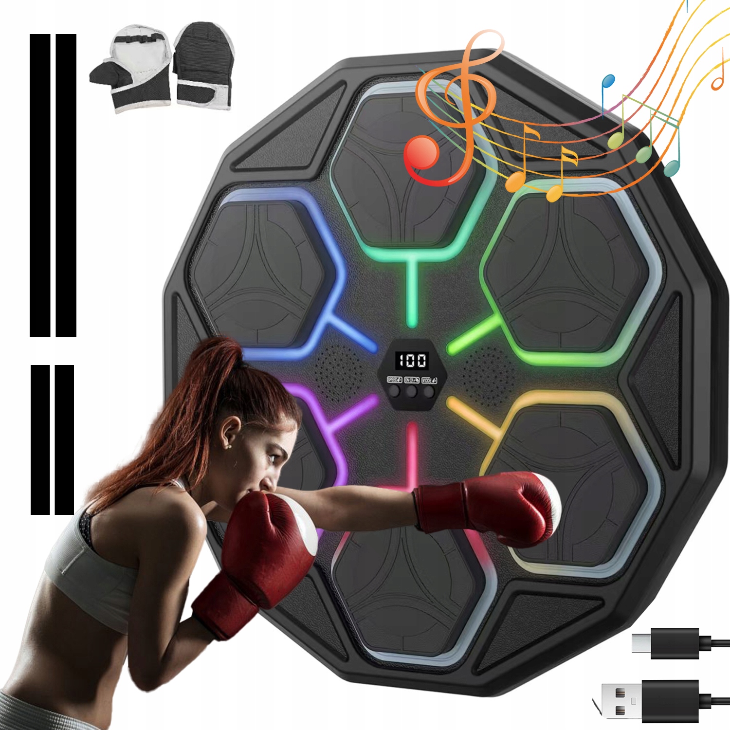 Přenosný Led Hudební Boxovací Stroj Bluetooth 11 Rychlostí, 3 Režimy