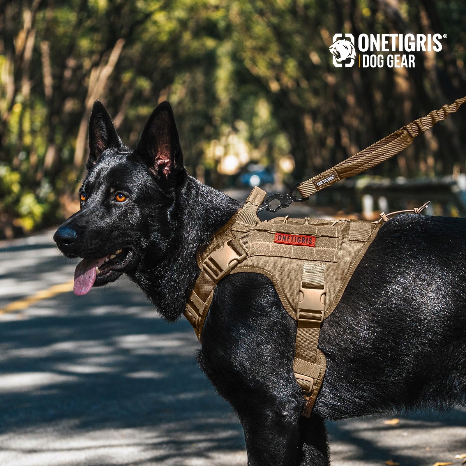 Onetigris Taktické postroje pro psy Nylon 1000D Velikost S Hnědá