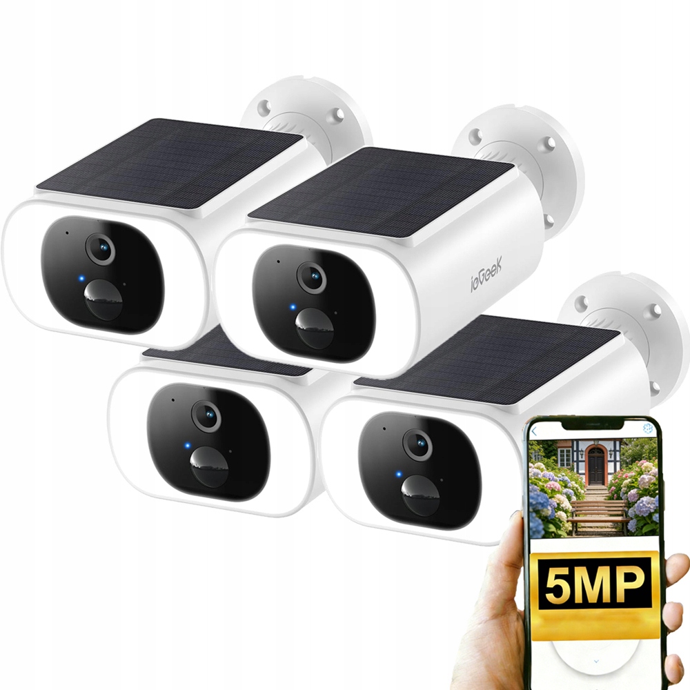 4 Kusy 2K Solární Wifi Kamera 5MPX Inteligentní Bezdrátová Baterie