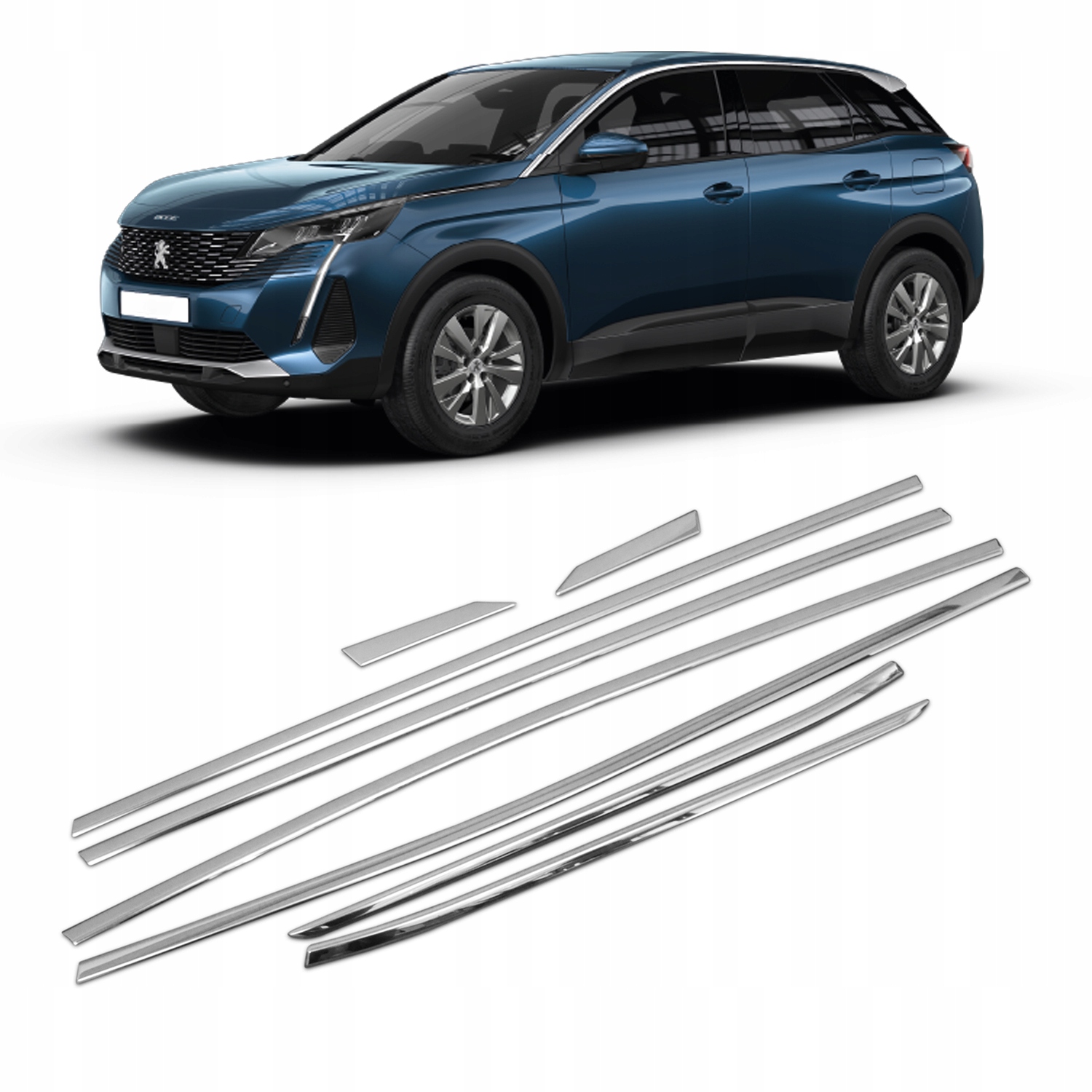Okenné lišty pod bočné sklá pre Peugeot 3008 2016-2023 oceľ