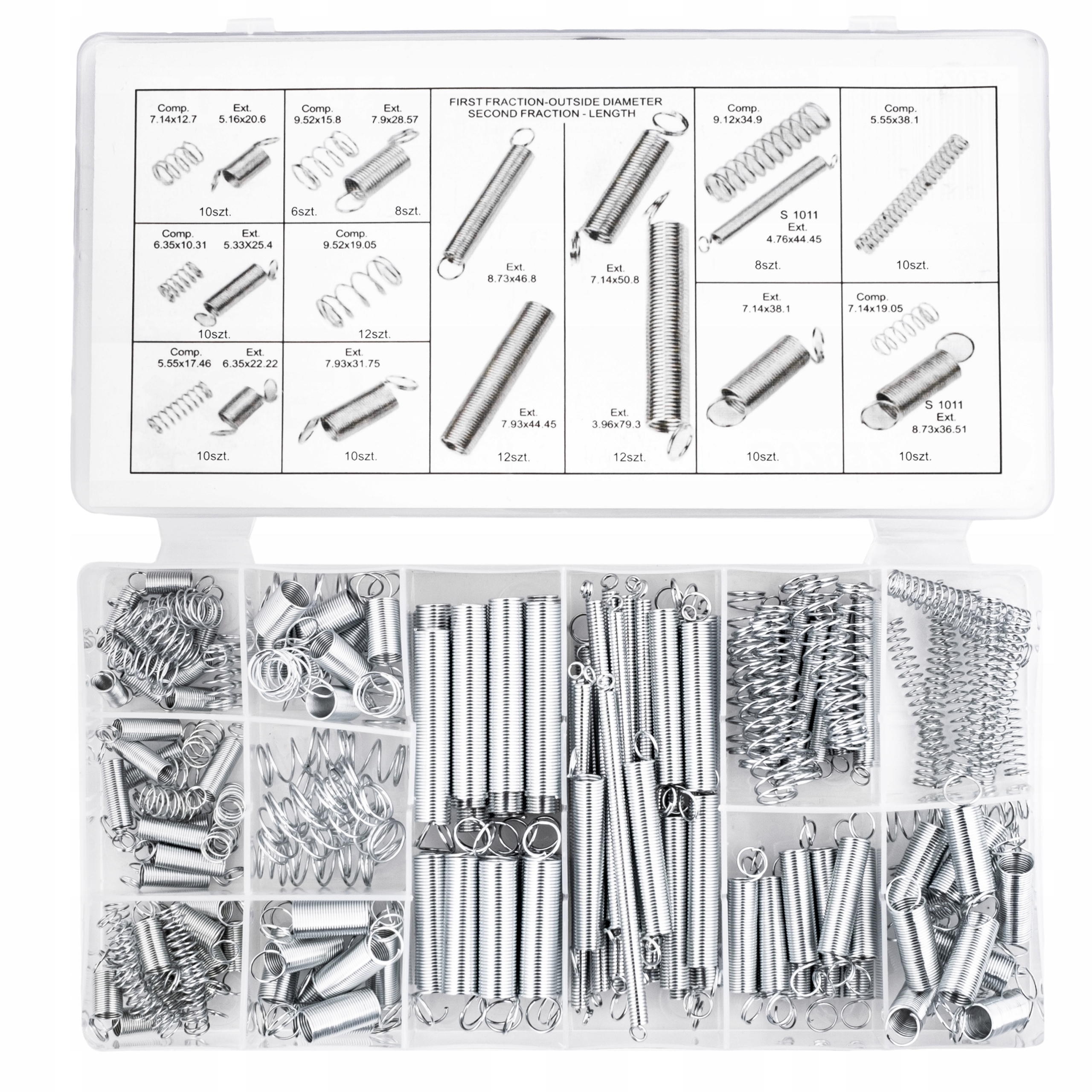 ZESTAW SPRĘŻYNEK STALOWYCH SPRĘŻYNKI RÓŻNE 200 SZT MIX ROZMIARY Kod producenta FT0212