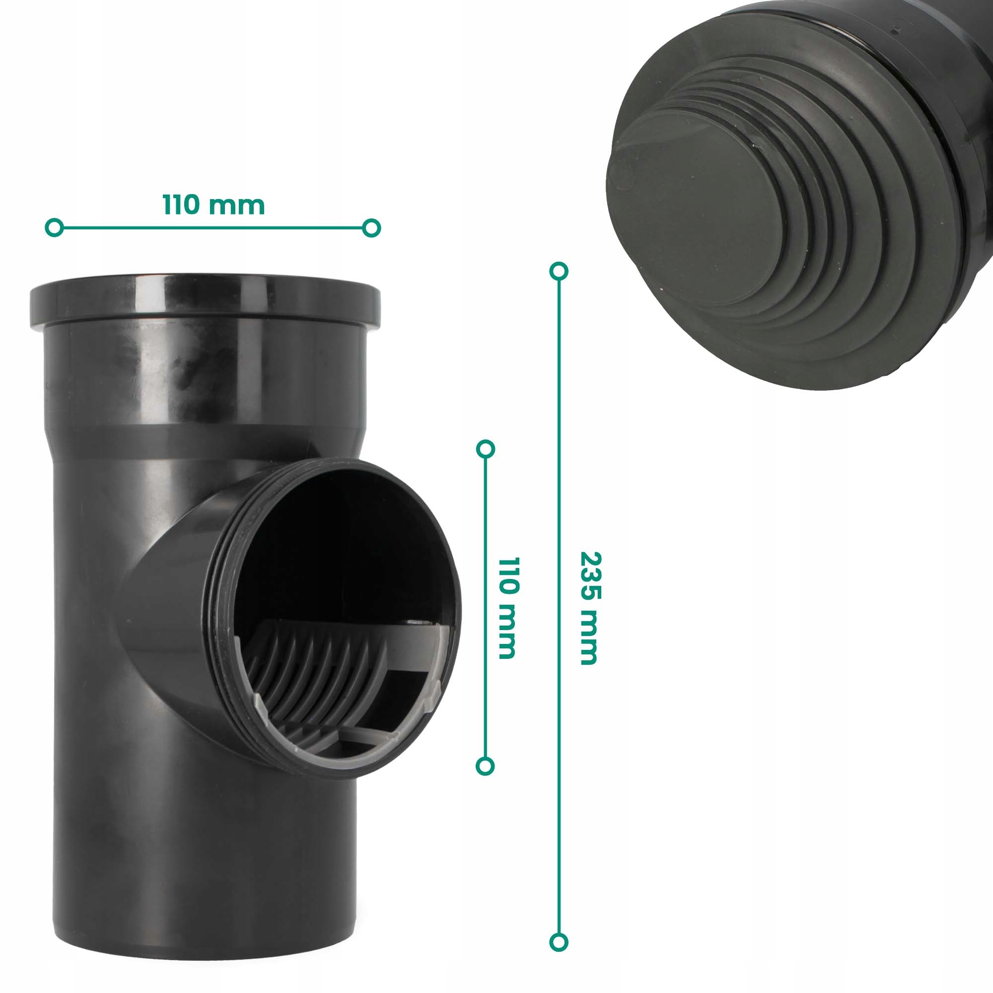 CZYSZCZAK RYNNY 110 Osadnik Rynnowy Rewizja Rury Spustowej SITKIEM REDUKCJA Waga produktu z opakowaniem jednostkowym 0.4 kg