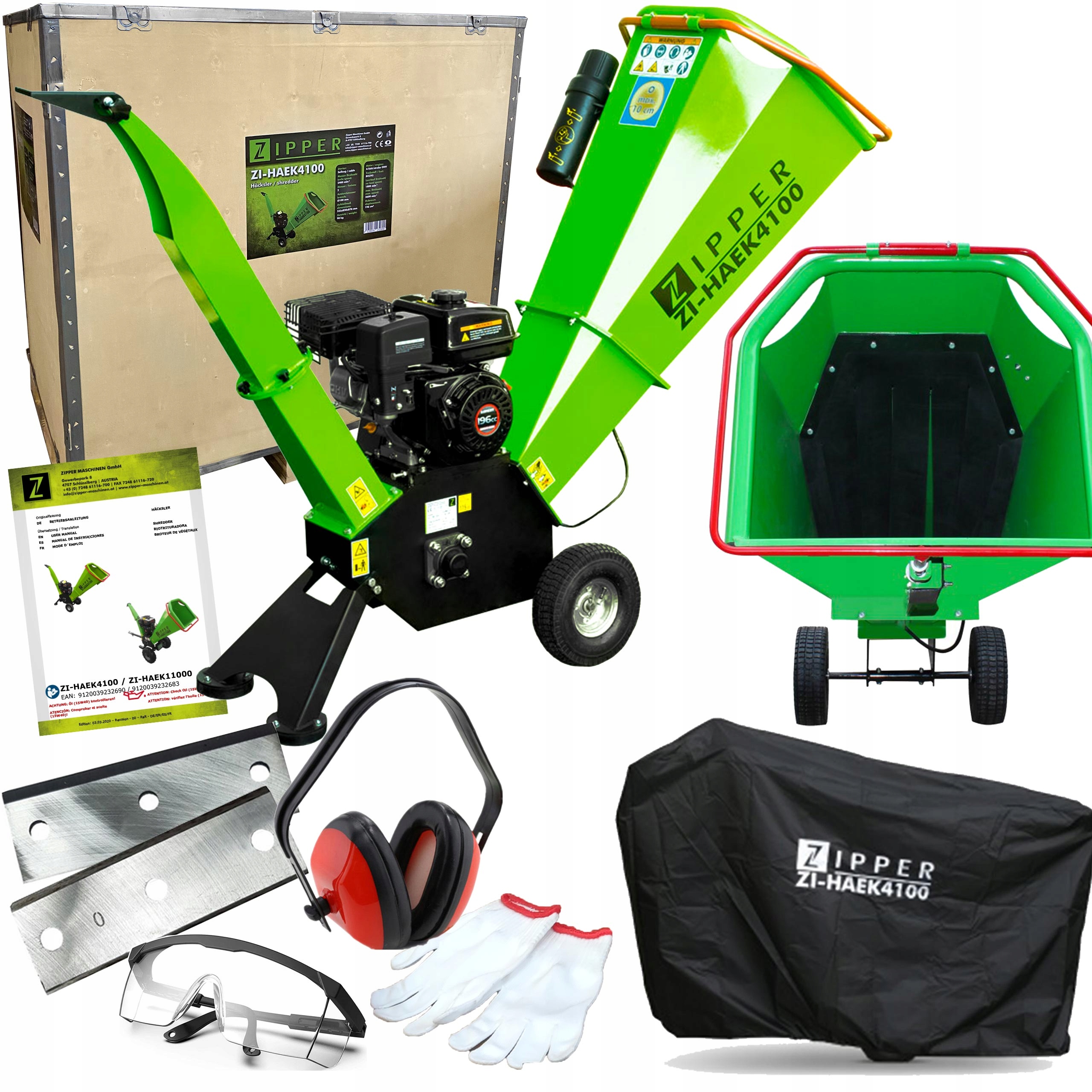 ROZDRABNIACZ DO GAŁĘZI SPALINOWY RĘBAK ZIPPER 10CM Zasilanie spalinowe