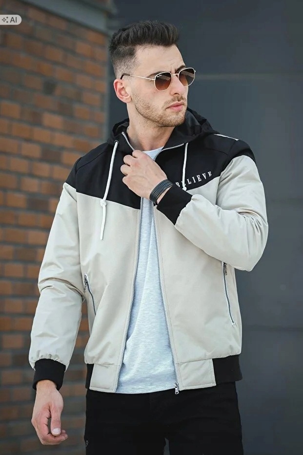 Lehká Pánská Bunda S Kapucí Ve Sportovním Stylu, Velikost XL 5IA