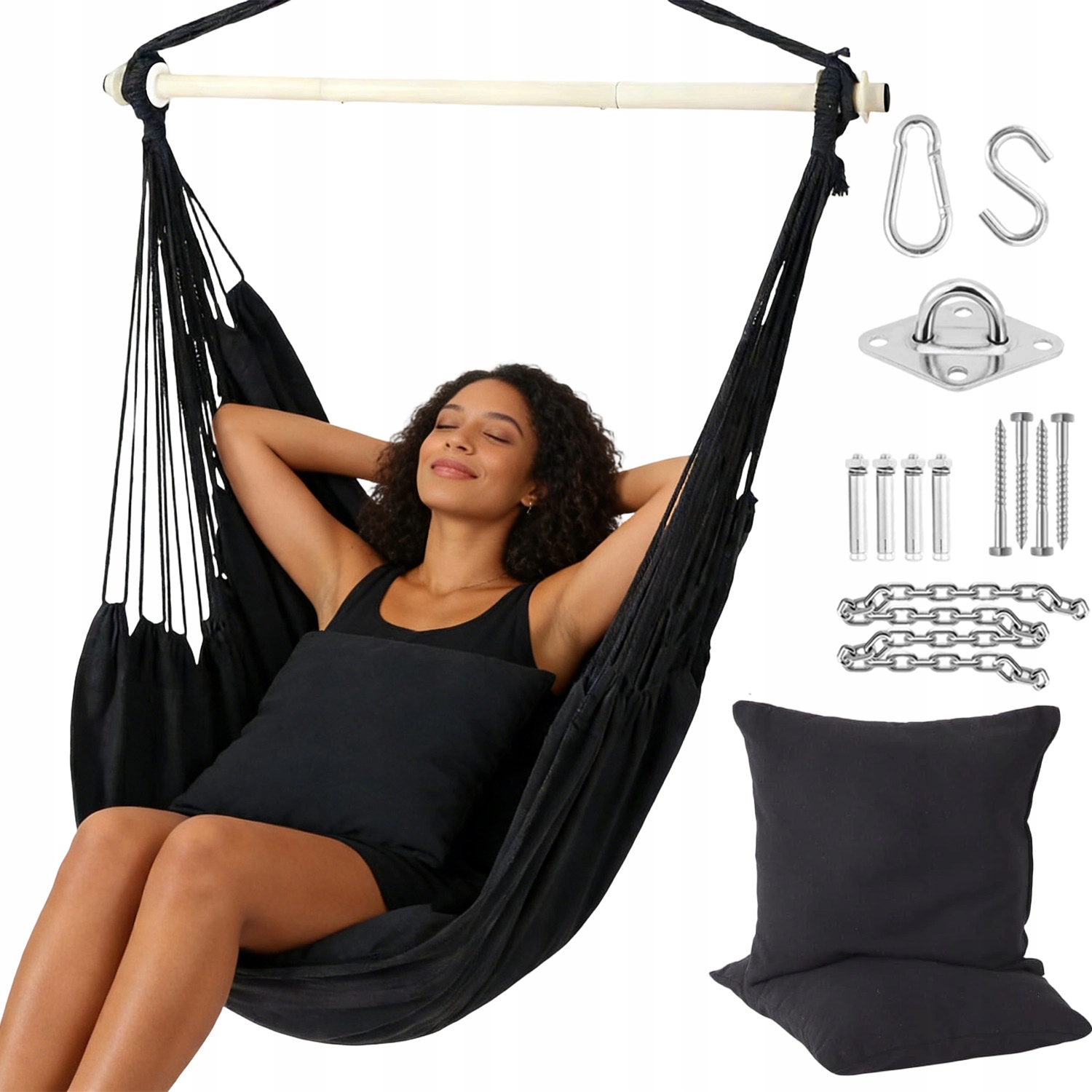 Zvětšené Závěsné Křeslo Se Dvěma Polštáři, Boční Kapsa Na Zahradu