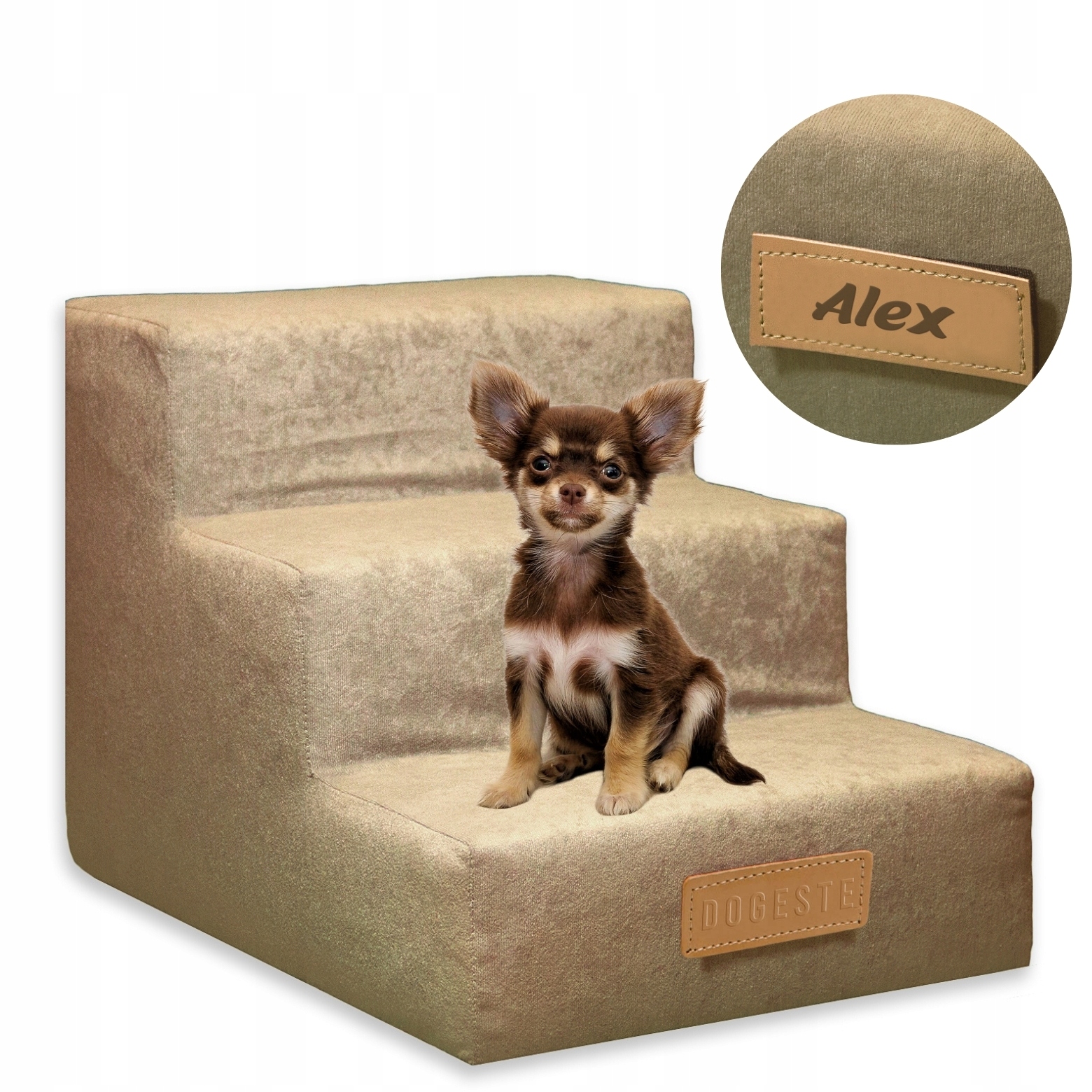 Schodky pro psa kočku Schody 3 stupně rampa plošina 30 cm Gravírování jméno Bonus